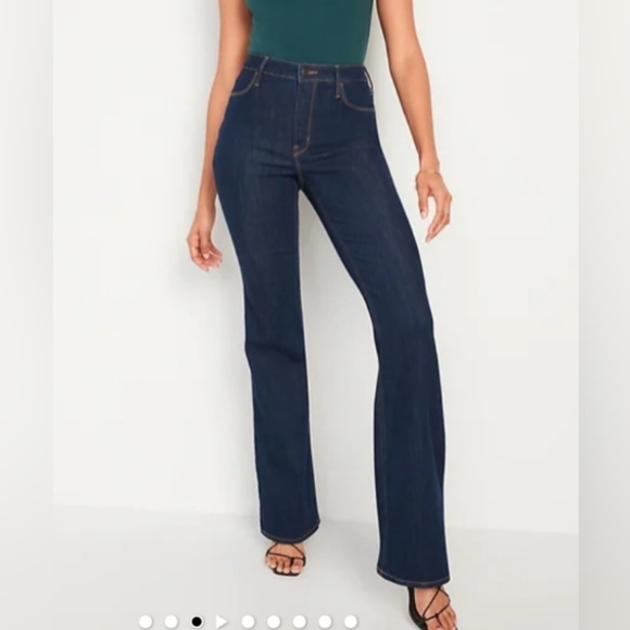 Old Navy Women's High-Rise Flare Dark Wash Jeans - Picture 1 of 6